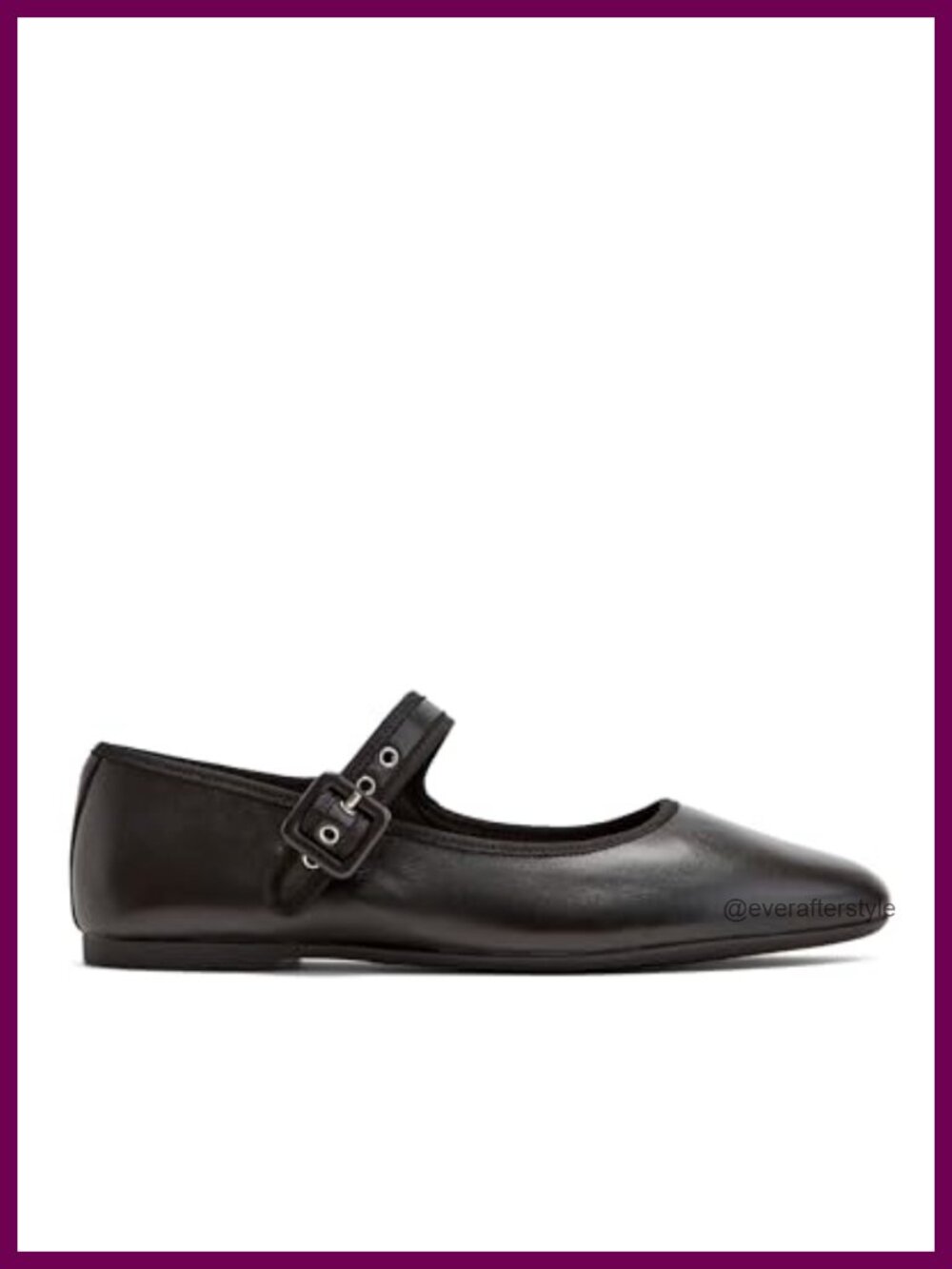 Nappa Leather Mary Jane Flats with Buckle Strap Round Toe